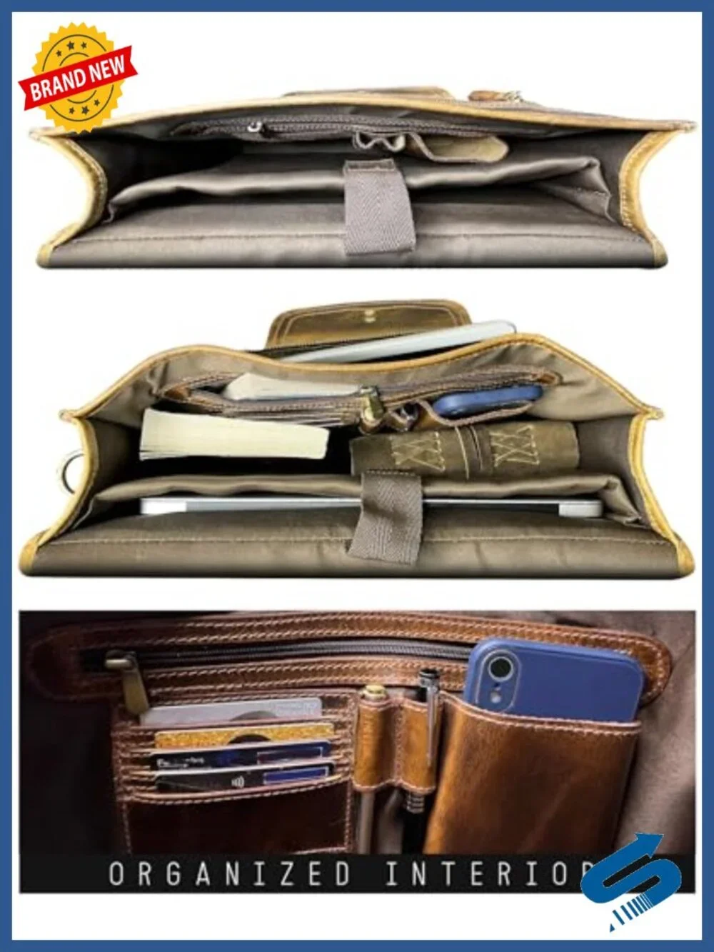 Leather Messenger Bag for Men - Full Grain Leather Briefcase Laptop Satchel
